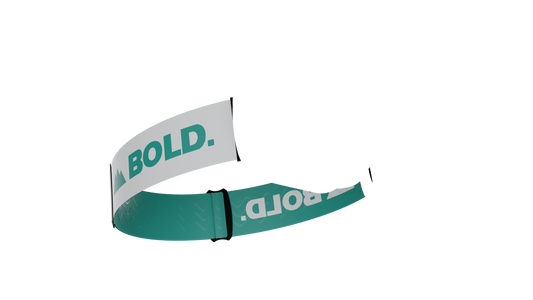 White & Teal Ski Goggle Strap
