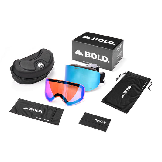 Morningside Max Ski Goggle Package w/ Bonus Lens & Hard Case - Wide Fit