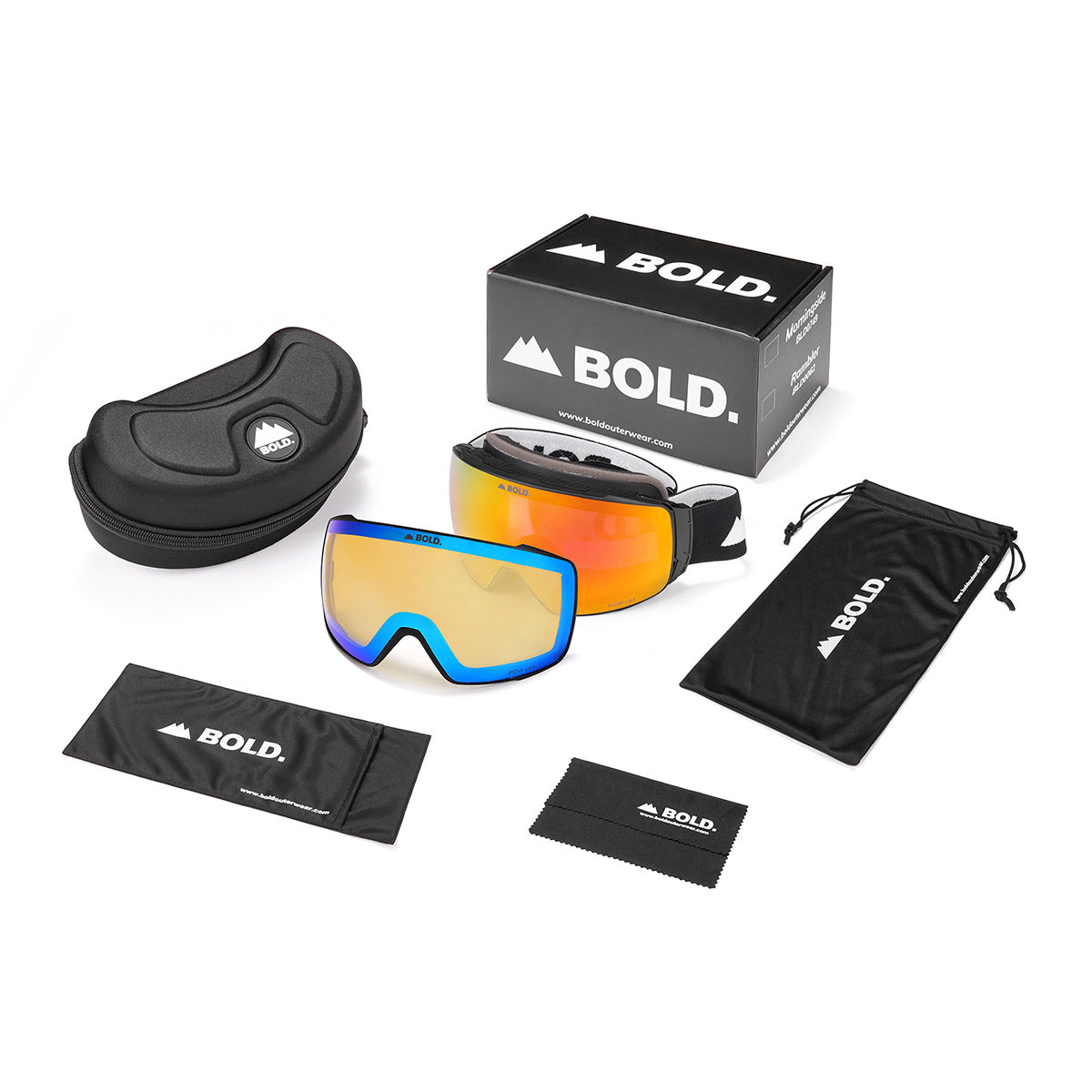 Rambler Ski Goggle Package w/ Bonus Lens & Hard Case (Over Glasses)